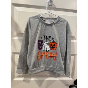 New‎ Abby & Evie Halloween Boo Crew Gray long sleeve tee Kids Size 5 Top Ghost